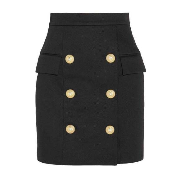 Balmain - Black Buttoned Mini Skirt - FR 38